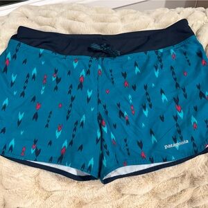 Patagonia Strider Teal and Black Patterned Shorts